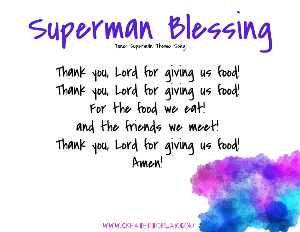 Superman Blessing for Meal times with Children