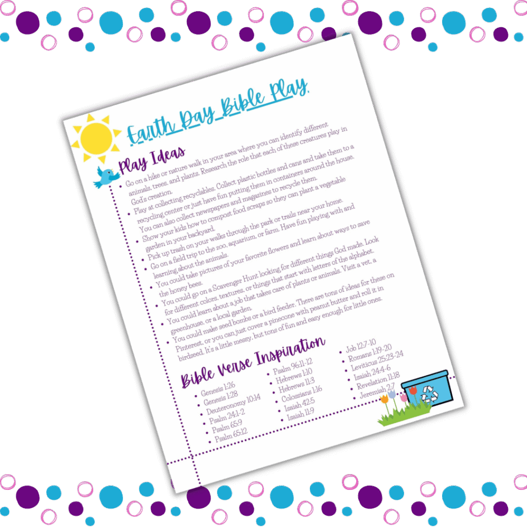 Earth Day Bible Play Ideas Printable